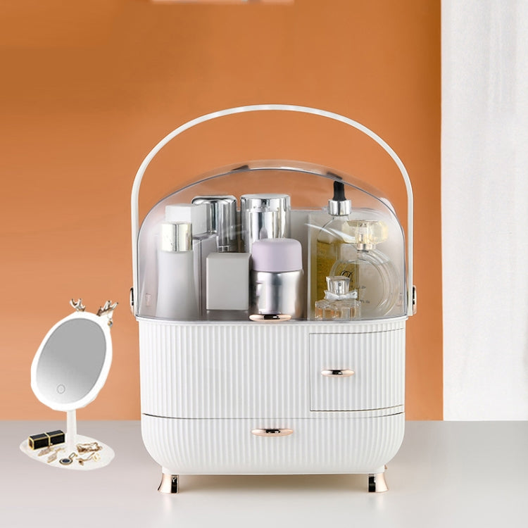Cosmetic Storage Box Household Desktop Dustproof Large-Capacity Lipstick Skin Care Product Rack, Colour: White + Mirror