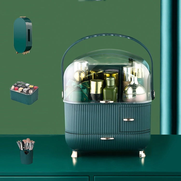 Cosmetic Storage Box Household Desktop Dustproof Large-Capacity Lipstick Skin Care Product Rack, Colour: Green + Jewelry Box + Lipstick Box + Pen Brush