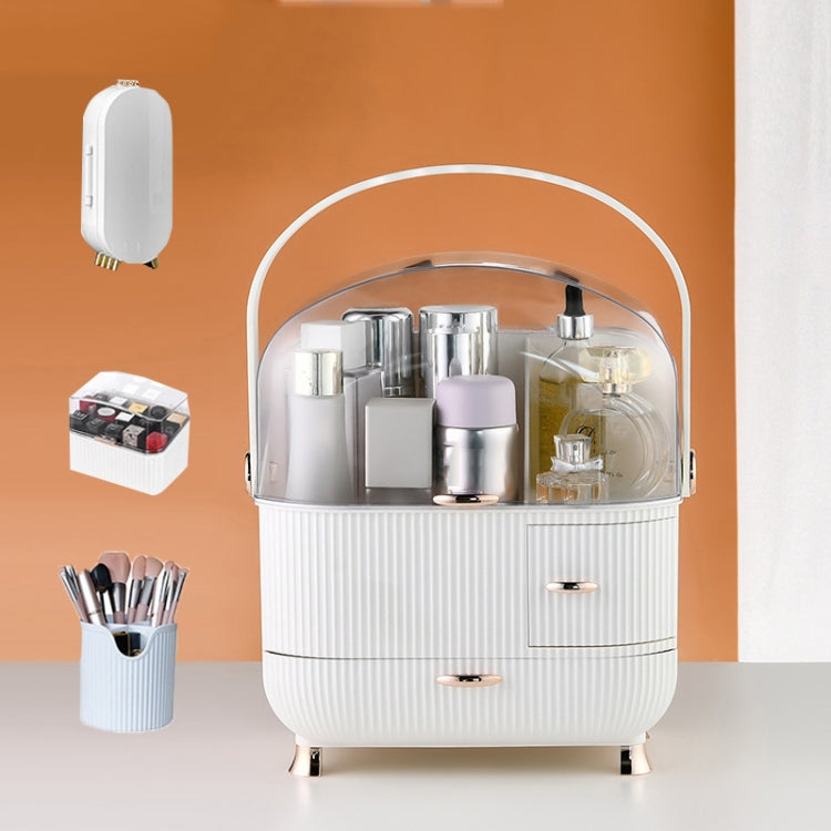 Cosmetic Storage Box Household Desktop Dustproof Large-Capacity Lipstick Skin Care Product Rack, Colour: White + Jewelry Box + Lipstick Box + Pen Brush
