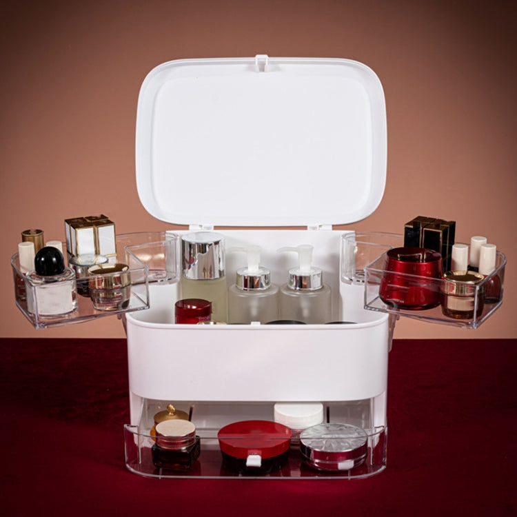 Cosmetic Storage Box Dustproof Skin Care Products Desktop Shelf, Colour: White Large Ordinary Model