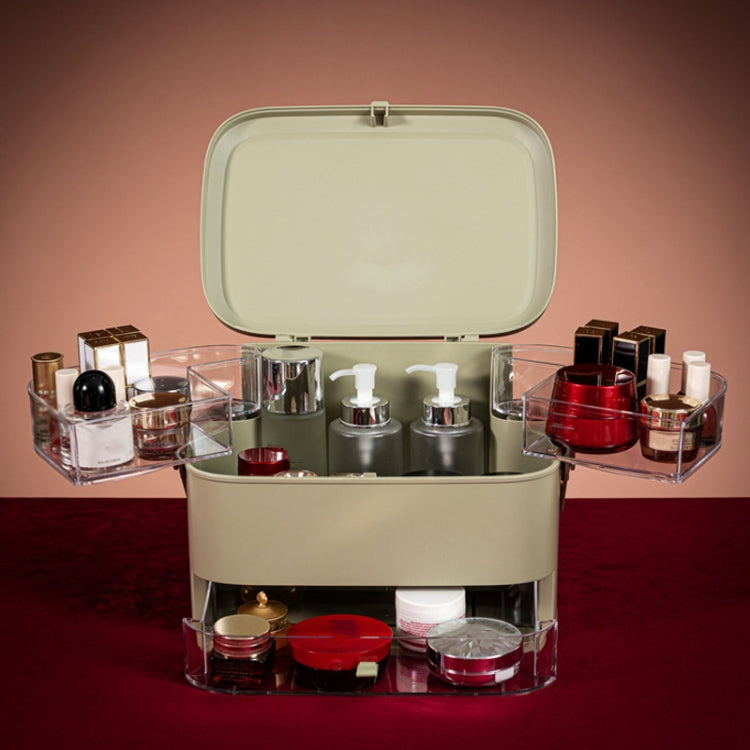 Cosmetic Storage Box Dustproof Skin Care Products Desktop Shelf, Colour: Green Large Ordinary Model