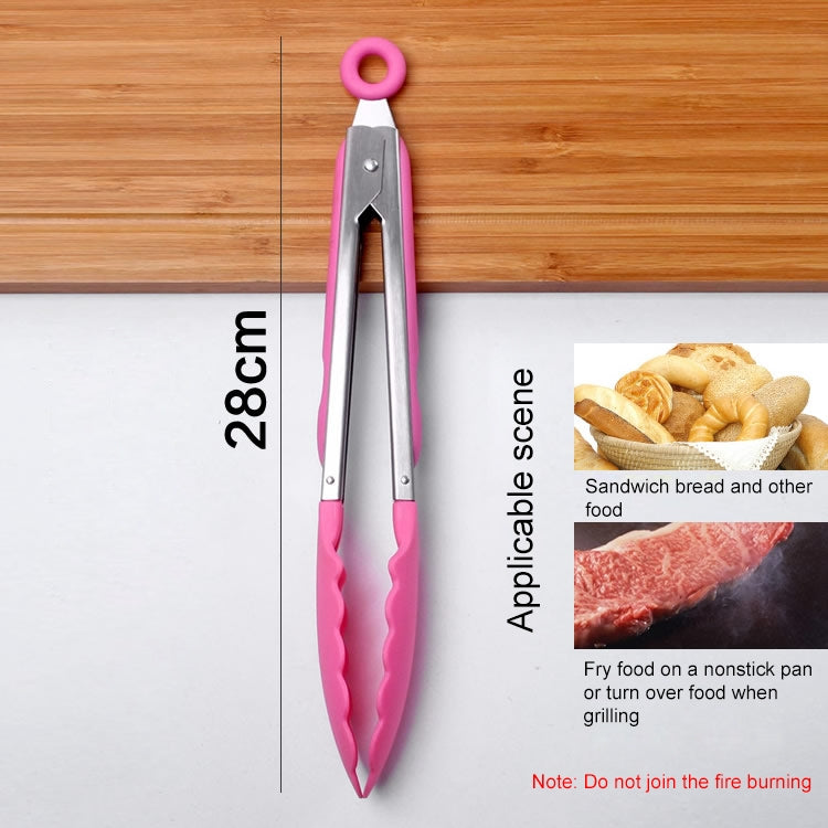 Kitchen Silicone Cooking Salad Stainless Steel Handle Food Clip