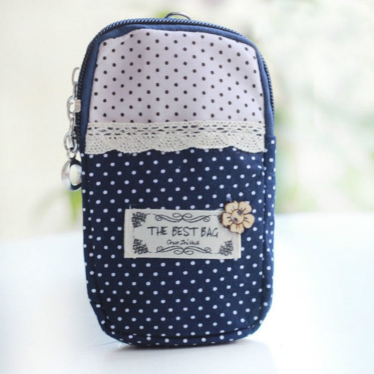 Polka Dot Small Flower Cloth Sports Running Double Arm Bag, Color:Small Navy Blue