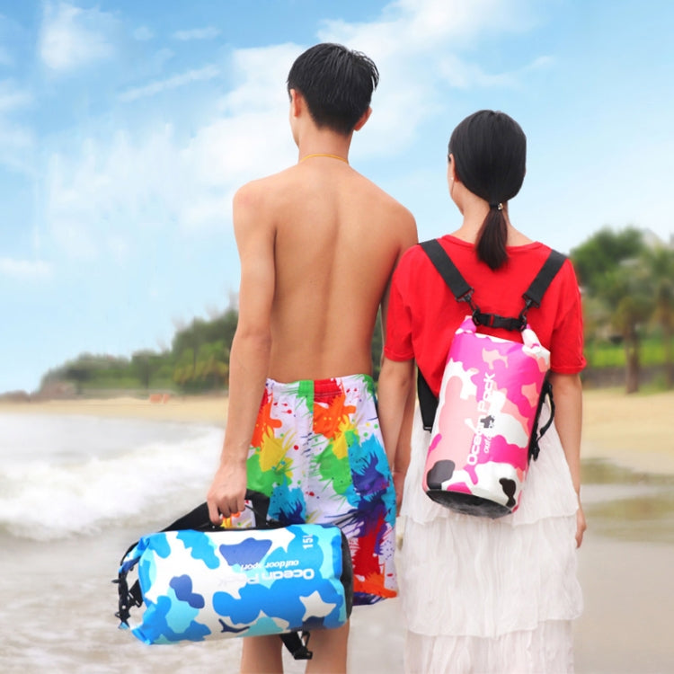 PVC Clip Mesh Waterproof Bucket Bag Swimming Bag Beach Rafting Waterproof Bag, Size: 30L Double-Shoulders