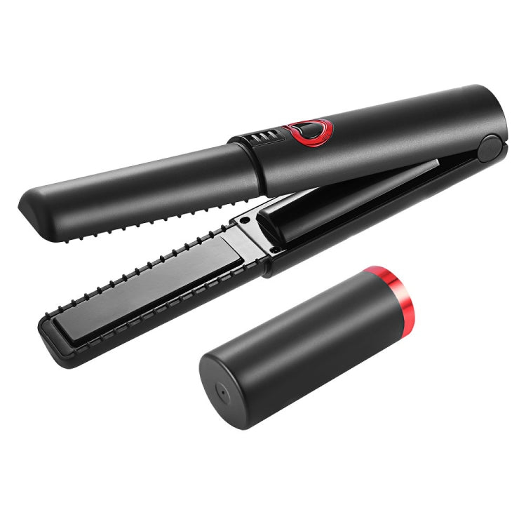 Rechargeable Hair Straightening Curler Dual-Purpose Non-Injury Hair Negative Ion Household Small Hair Curler (Black)