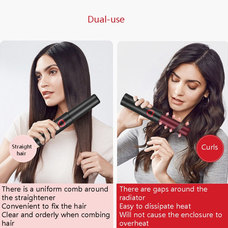 Rechargeable Hair Straightening Curler Dual-Purpose Non-Injury Hair Negative Ion Household Small Hair Curler (Black)