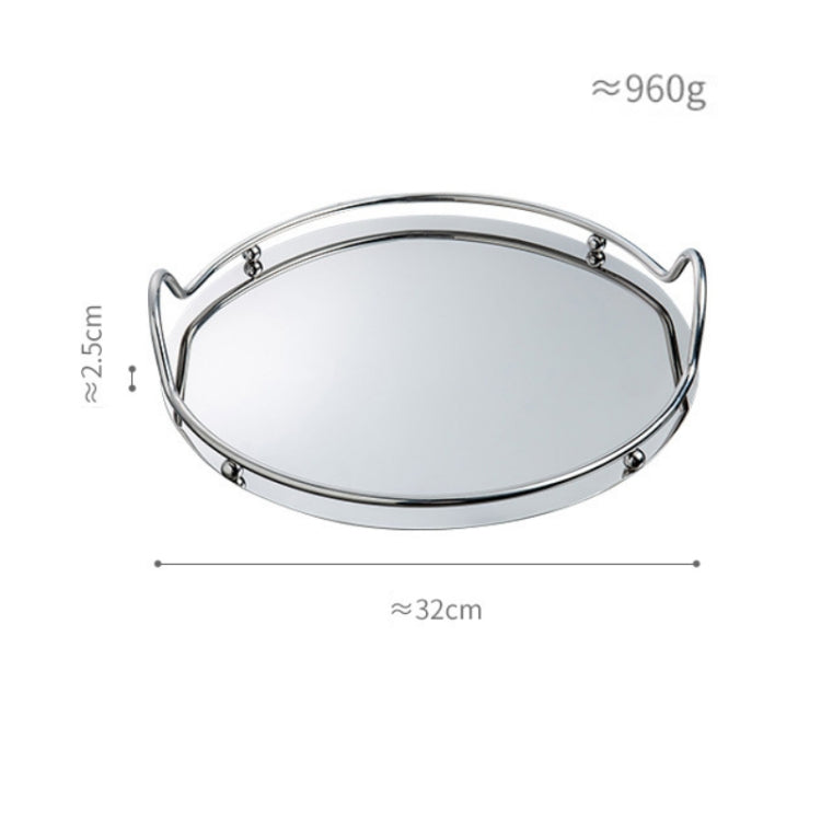 Mirror Stainless Steel Binaural Tray Jewelry Tea Set Storage Tray