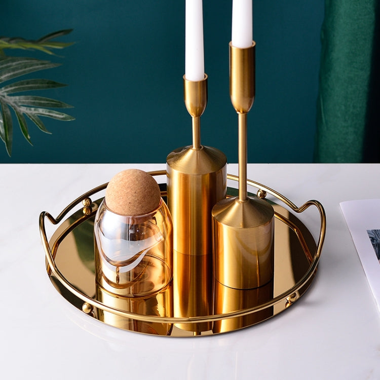 Mirror Stainless Steel Binaural Tray Jewelry Tea Set Storage Tray