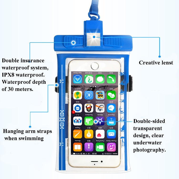 3 PCS Mobile Phone Waterproof Bag Swimming Diving Mobile Phone Sealed Protective Cover With Survival Whistle, Specificationï¼š No Armband (Pink)