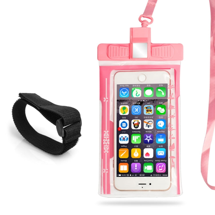 3 PCS Mobile Phone Waterproof Bag Swimming Diving Mobile Phone Sealed Protective Cover With Survival Whistle, Specificationï¼š Armband  (Pink)