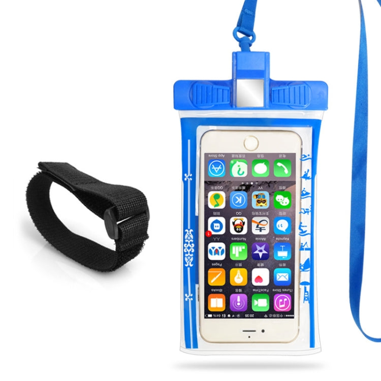 3 PCS Mobile Phone Waterproof Bag Swimming Diving Mobile Phone Sealed Protective Cover With Survival Whistle, Specificationï¼š Armband  (Blue)