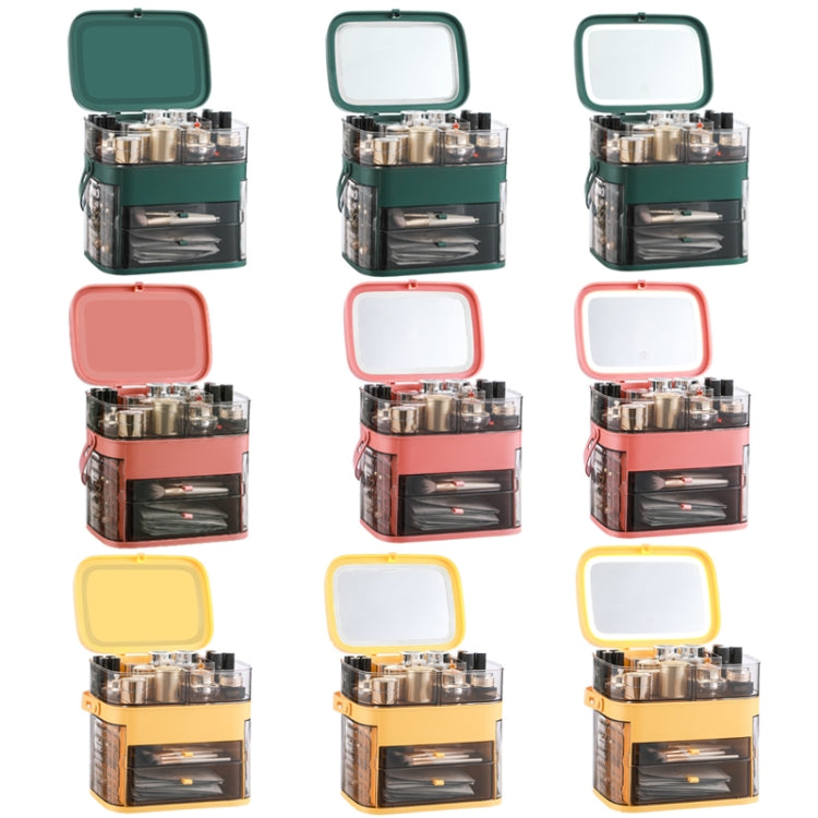 1003 Cosmetic Storage Box Desktop Dust-Proof Skin Care Products Large-Capacity Rack, Specification: Single Mirror Style (Peacock Green)