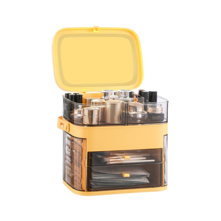 1003 Cosmetic Storage Box Desktop Dust-Proof Skin Care Products Large-Capacity Rack, Specification: Normal Style (Mango Yellow)