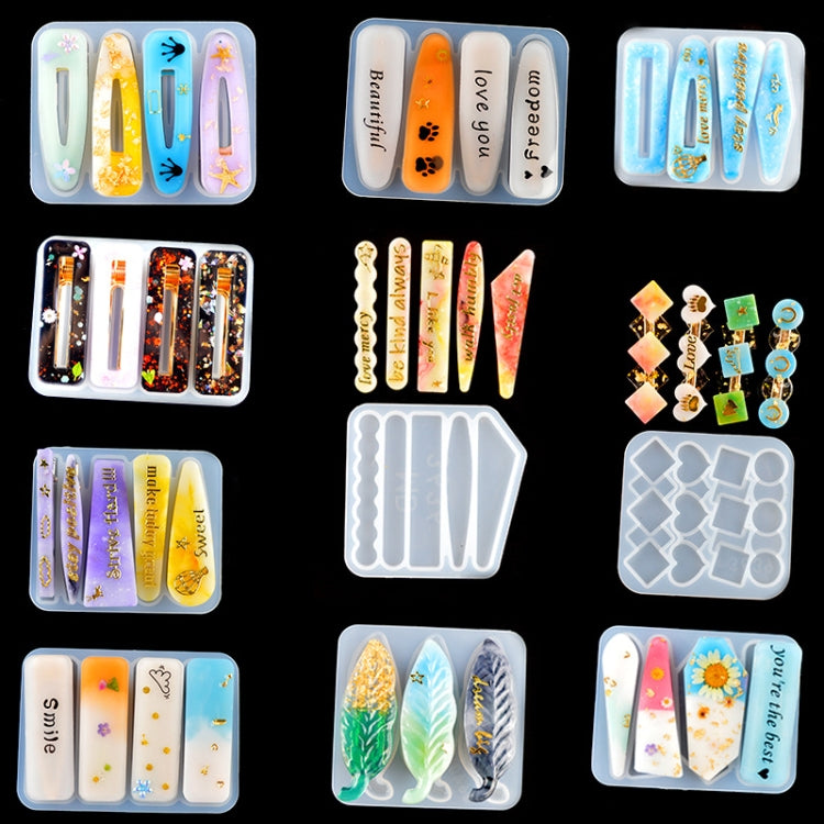 10 PCS Hair Clip Mold DIY Crystal Epoxy Mold Homemade Personality Girl Hair Clip Mold