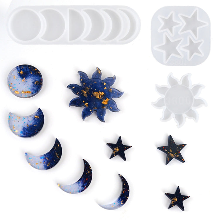 10 PCS DIY Mirror Crystal Epoxy Mold Silicone Resin Planet Pendant Mold(Small Lunar Eclipse)