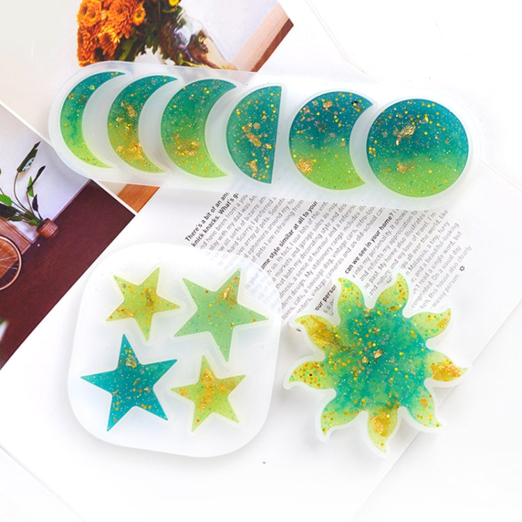 10 PCS DIY Mirror Crystal Epoxy Mold Silicone Resin Planet Pendant Mold(Small Lunar Eclipse)