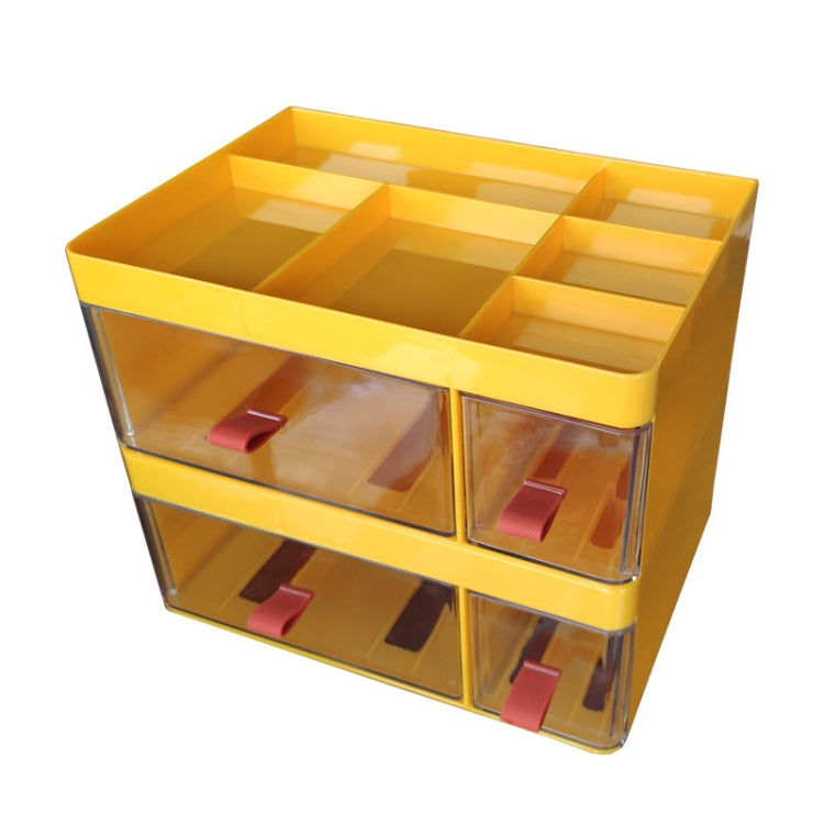 Drawer-Type Desktop Storage Box Divided Multi-Layer Jewelry Box, Specificationsï¼š 2 Layer (Yellow Translucent)