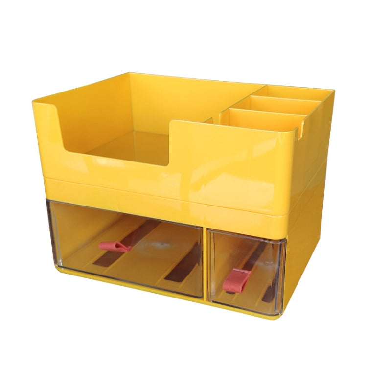 Drawer-Type Desktop Storage Box Divided Multi-Layer Jewelry Box, Specificationsï¼š 1 Layer+ Cover (Yellow Translucent)