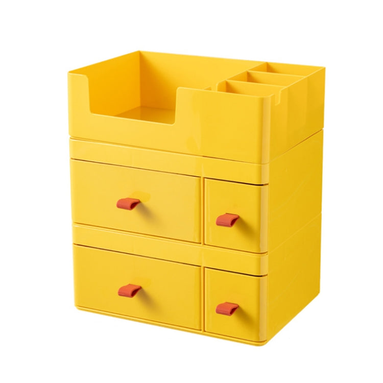 Drawer-Type Desktop Storage Box Divided Multi-Layer Jewelry Box, Specificationsï¼š 2 Layer + Cover (Yellow)