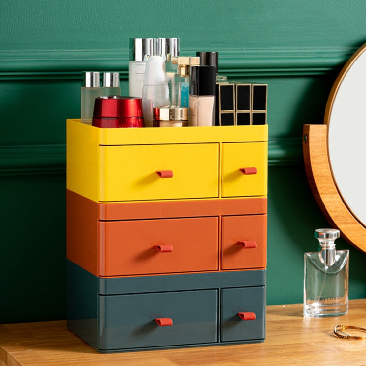 Drawer-Type Desktop Storage Box Divided Multi-Layer Jewelry Box, Specificationsï¼š 1 Layer (Yellow)