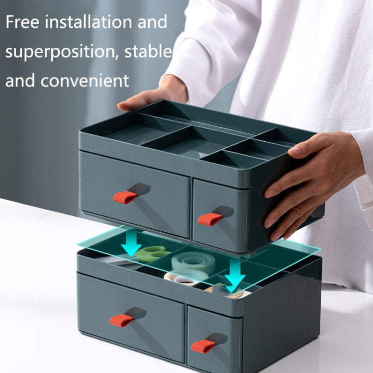 Drawer-Type Desktop Storage Box Divided Multi-Layer Jewelry Box, Specificationsï¼š 1 Layer + Cover (Green)