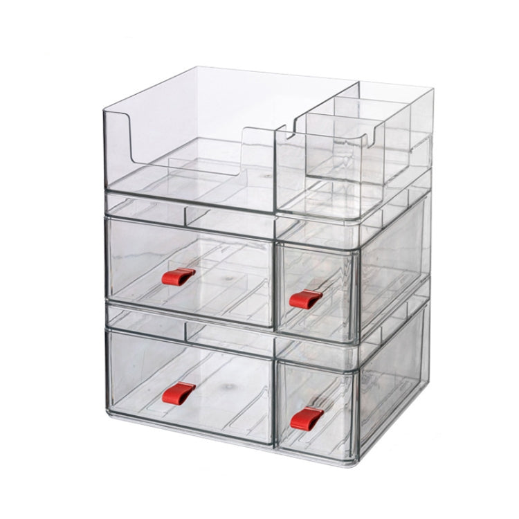 Drawer-Type Desktop Storage Box Divided Multi-Layer Jewelry Box, Specificationsï¼š 2 Layer + Cover (Translucent)