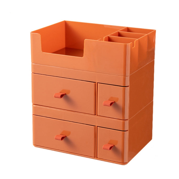 Drawer-Type Desktop Storage Box Divided Multi-Layer Jewelry Box, Specificationsï¼š 2 Layer + Cover (Orange)
