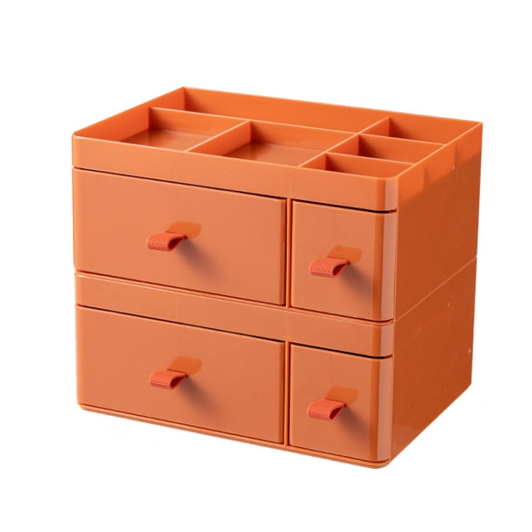 Drawer-Type Desktop Storage Box Divided Multi-Layer Jewelry Box, Specificationsï¼š 2 Layer (Orange)