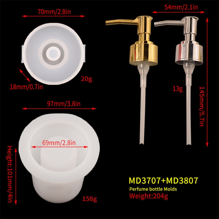 DIY Perfume Bottle Mold Drop Hand Bottle Mirror Bottle Mold, Specification: MD3707 + Gold Silver Nozzle Each