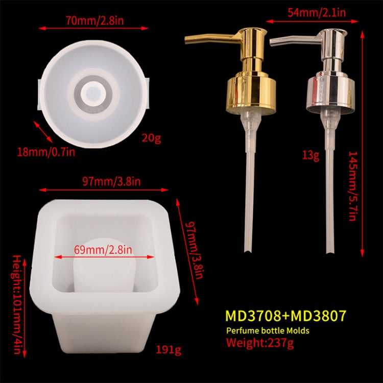 DIY Perfume Bottle Mold Drop Hand Bottle Mirror Bottle Mold, Specification: MD3708 + Gold Silver Nozzle Each