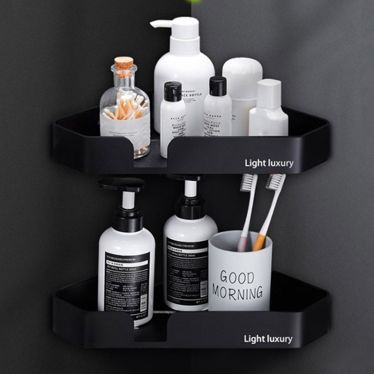 Bathroom Triangle Basket Space Aluminum Shower Room Shelf Double Layer Black