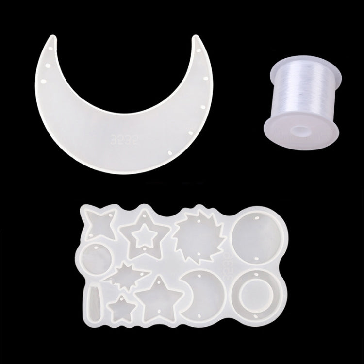 DIY Windbell Epoxy Mold Moon Pendant Wind Bell Hanging Set Mold, Style: MD3535 + MD3536 + Fish Line