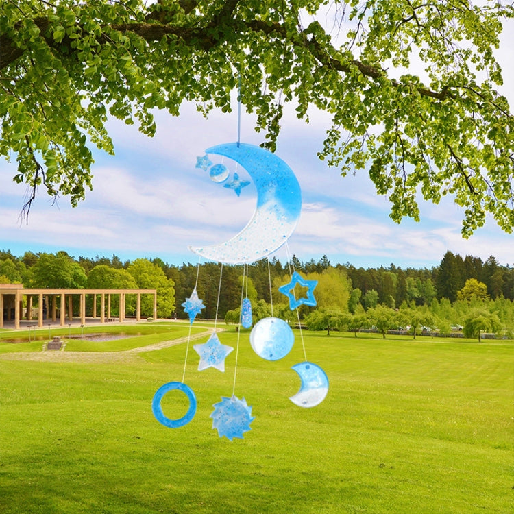 DIY Windbell Epoxy Mold Moon Pendant Wind Bell Hanging Set Mold, Style: MD3535 + MD3536 + Fish Line