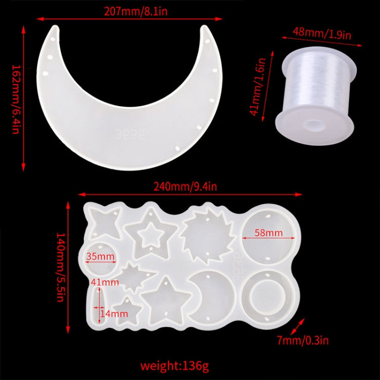 DIY Windbell Epoxy Mold Moon Pendant Wind Bell Hanging Set Mold, Style: MD3535 + MD3536 + Fish Line