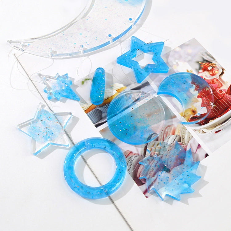DIY Windbell Epoxy Mold Moon Pendant Wind Bell Hanging Set Mold, Style: MD3535 + MD3536 + Fish Line