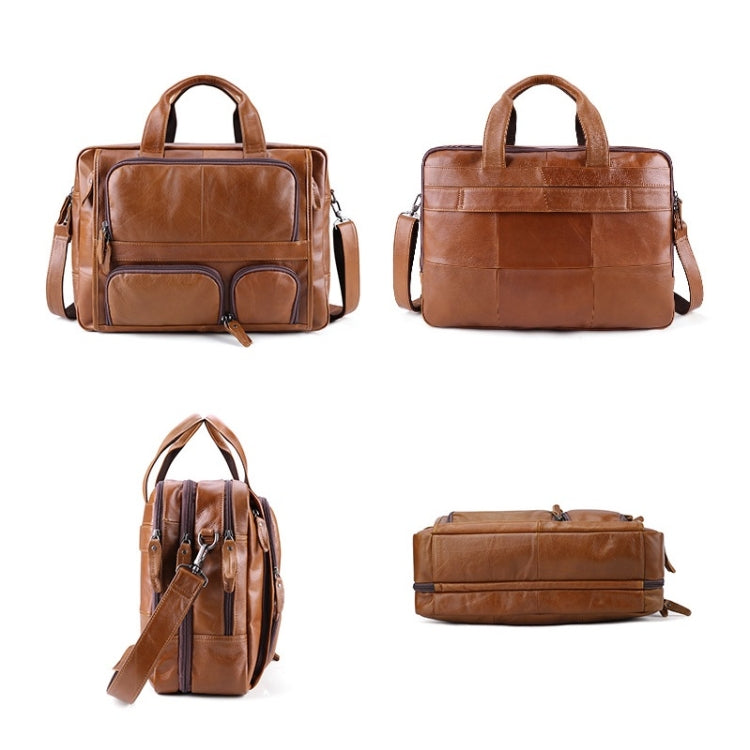 6477 17 Inch Men Laptop Bag Multi-Function Business Briefcase Messenger Bag(Brown)