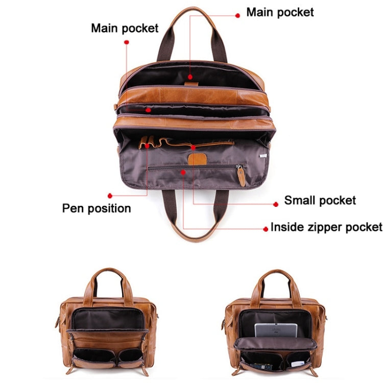 6477 17 Inch Men Laptop Bag Multi-Function Business Briefcase Messenger Bag(Brown)