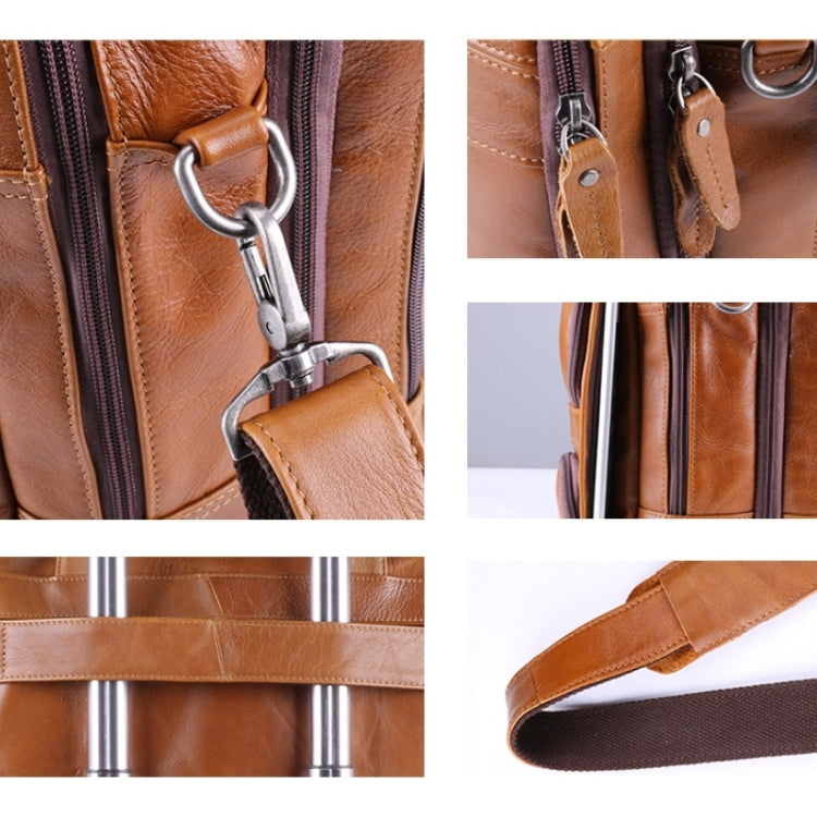 6477 17 Inch Men Laptop Bag Multi-Function Business Briefcase Messenger Bag(Brown)