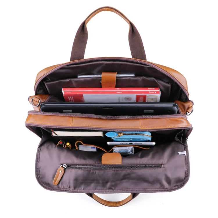 6477 17 Inch Men Laptop Bag Multi-Function Business Briefcase Messenger Bag(Brown)