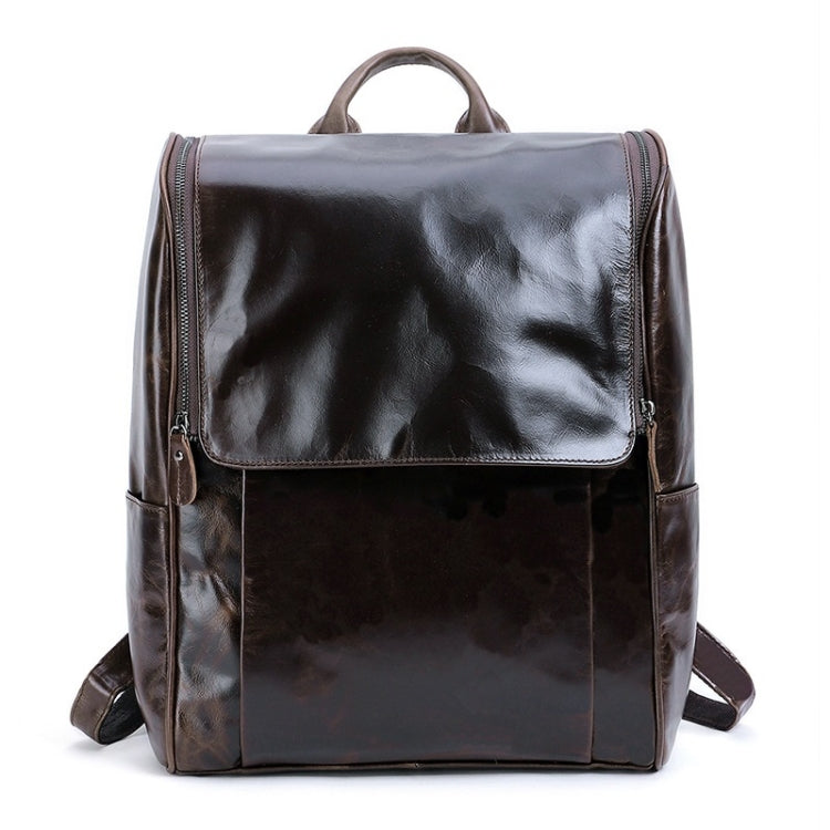 6390 Fashion Casual Men Backpack Cowhide Leather Computer Bag
