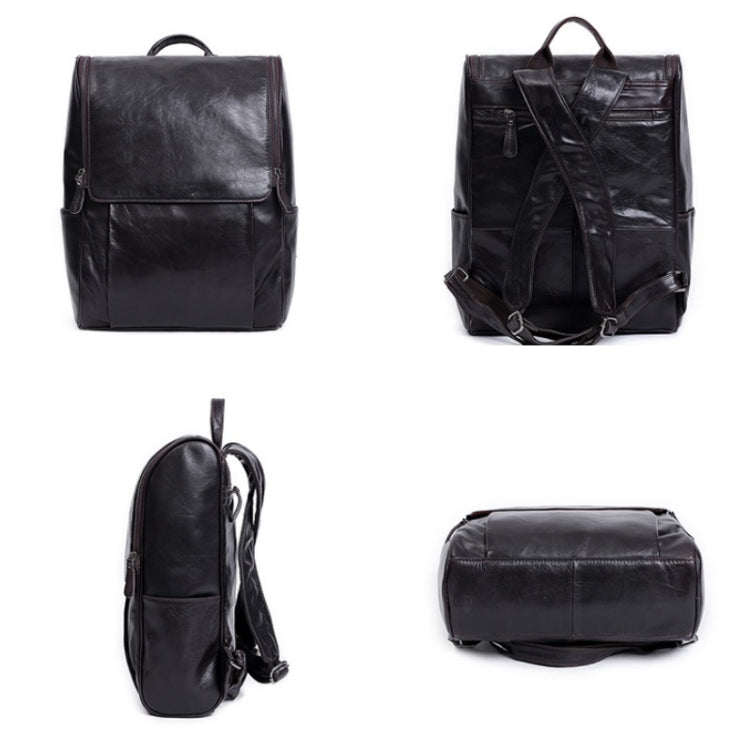 6390 Fashion Casual Men Backpack Cowhide Leather Computer Bag