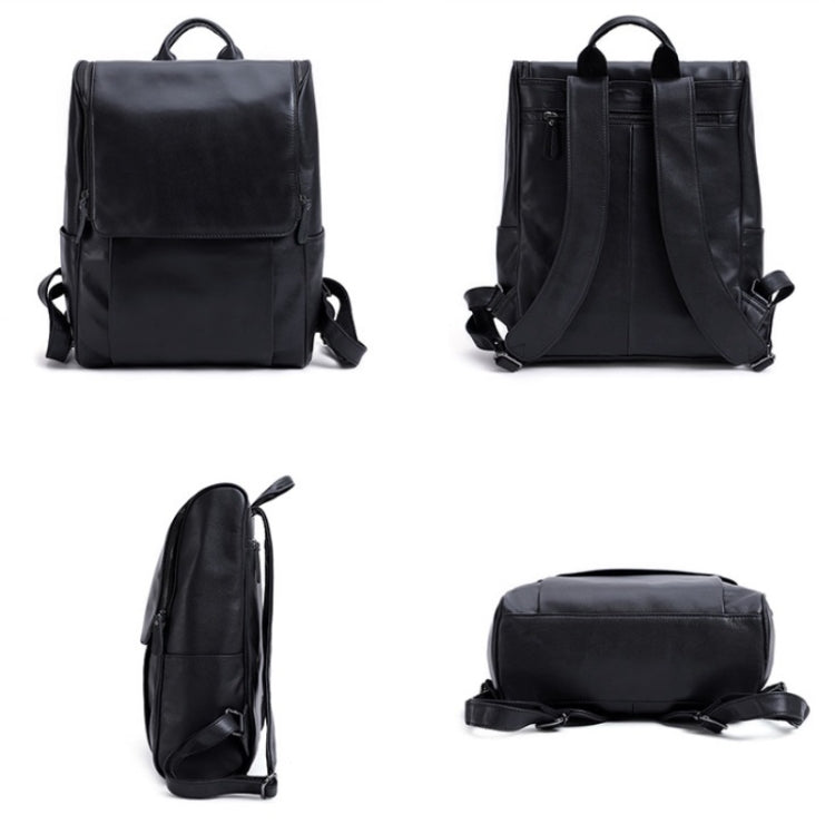 6390 Fashion Casual Men Backpack Cowhide Leather Computer Bag