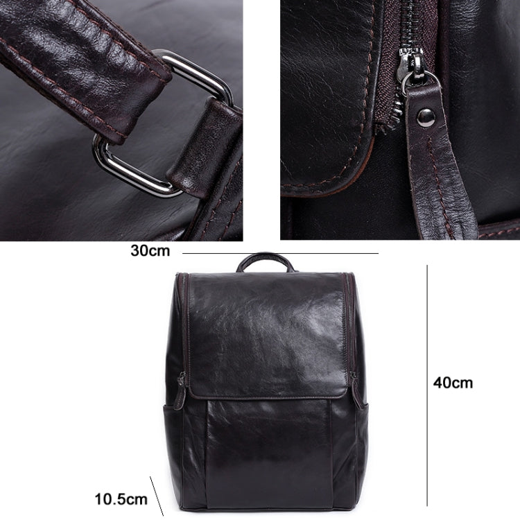 6390 Fashion Casual Men Backpack Cowhide Leather Computer Bag