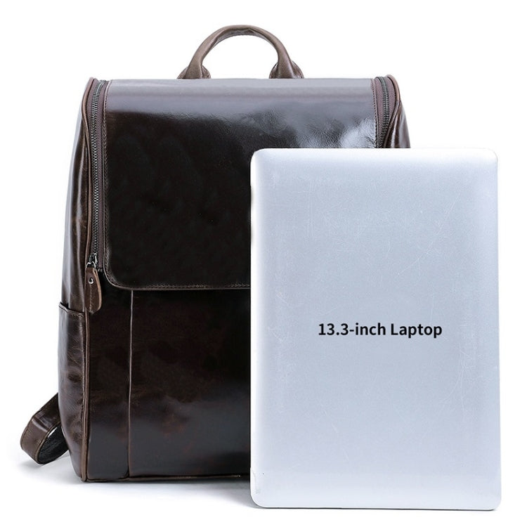 6390 Fashion Casual Men Backpack Cowhide Leather Computer Bag