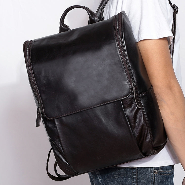 6390 Fashion Casual Men Backpack Cowhide Leather Computer Bag