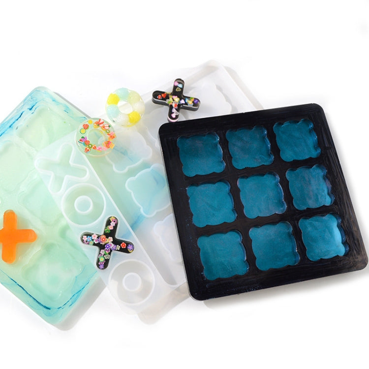 3 PCS DIY Crystal Elastic Chessboard Game Mold Nine Palace Game Chess Word Chess Mold, Specification: MD3921