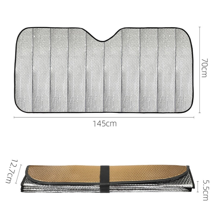 Aluminum Foil Five-Layer Thickening Car Sunscreen Heat Insulation Sun Visor 145x70cm Gold