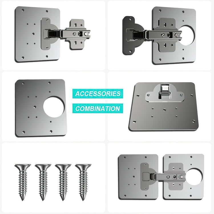 2 PCS Stainless Steel Hinge Repair Installer, Specification: 2 Repair Plates + Hinge + 16 Screws