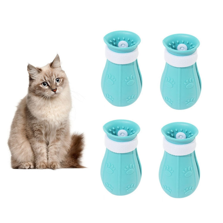 2 Sets Multi-Function Washing Cat Foot Set Cat Taking Bath Cutting Nail Anti-Grasping Silicone Shoes