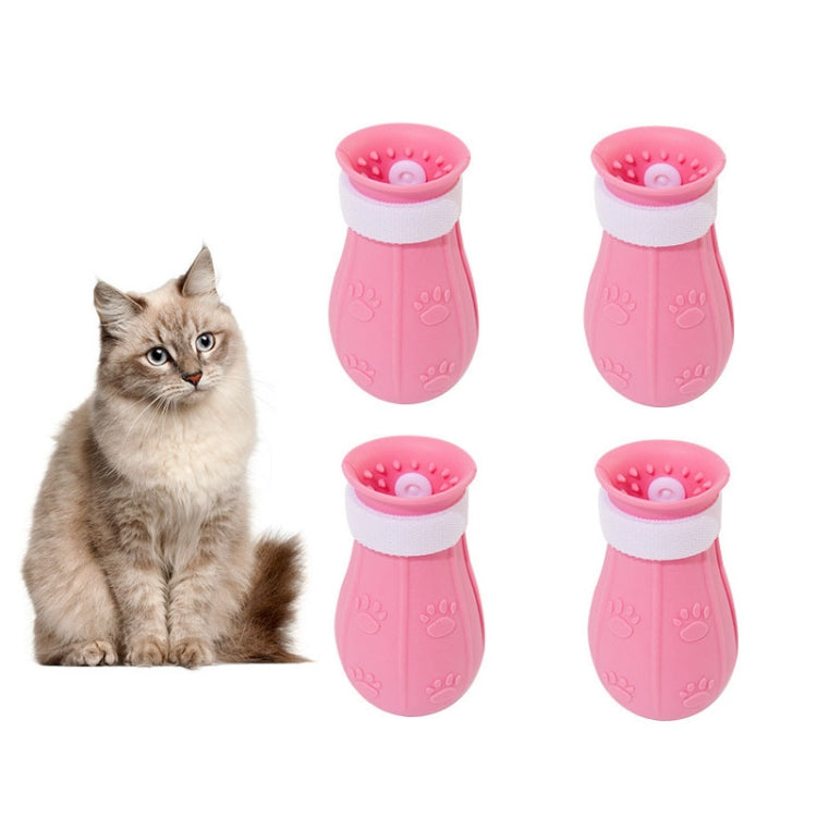 2 Sets Multi-Function Washing Cat Foot Set Cat Taking Bath Cutting Nail Anti-Grasping Silicone Shoes